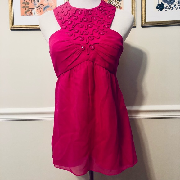 Tibi hot pink fuchsia 100% silk halter top size 4 - Picture 1 of 10